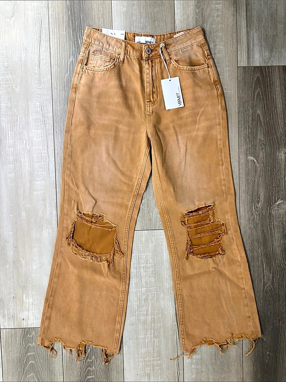 Vervet Leslie Vintage 90's Flare Jeans in Brown Waist 25 NWT